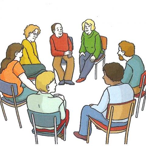 Zeichnung von einer Arbeitsgruppe