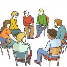 Zeichnung von einer Arbeitsgruppe